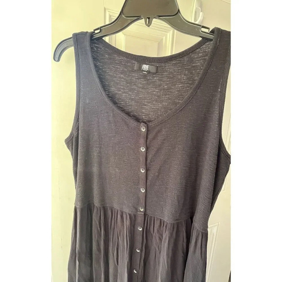 Frye Ladies Button Front Midi Dress Size Large Women’s In Black Sleeveless - Picture 5 of 12